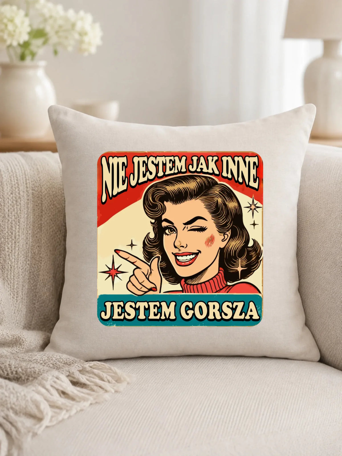 Poduszka - Nie jestem jak inne, jestem gorsza - w stylu retro DZ07