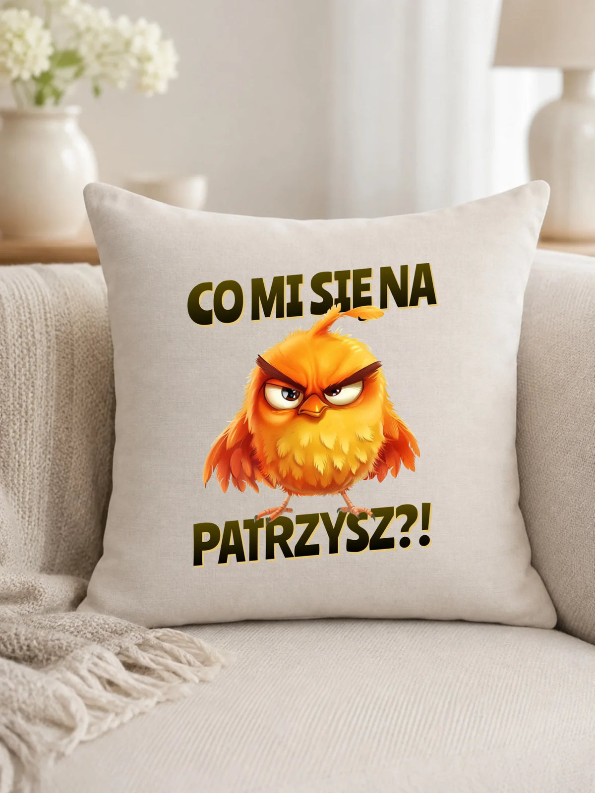 Poduszka - Prezent dla chłopaka kolegi - Co mi się na ptaka patrzysz DCH24
