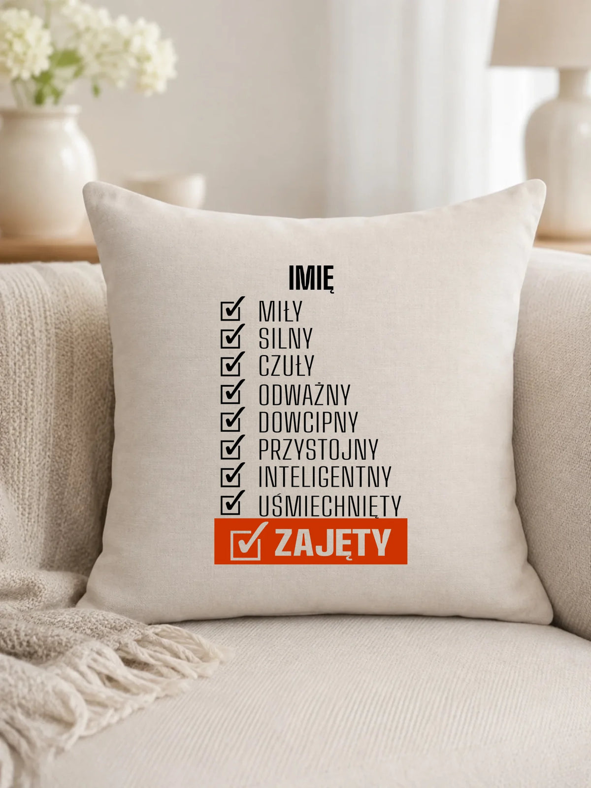 Poduszka - Zajęty prezent dla chłopaka męża narzeczonego - personalizowana DCH05
