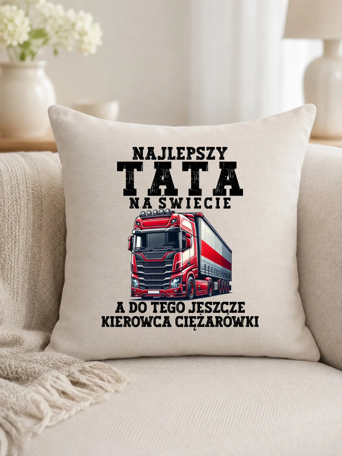 Poduszka - prezent dla taty - Najlepszy tata, a do tego kierowca ciężarówki ZKT09