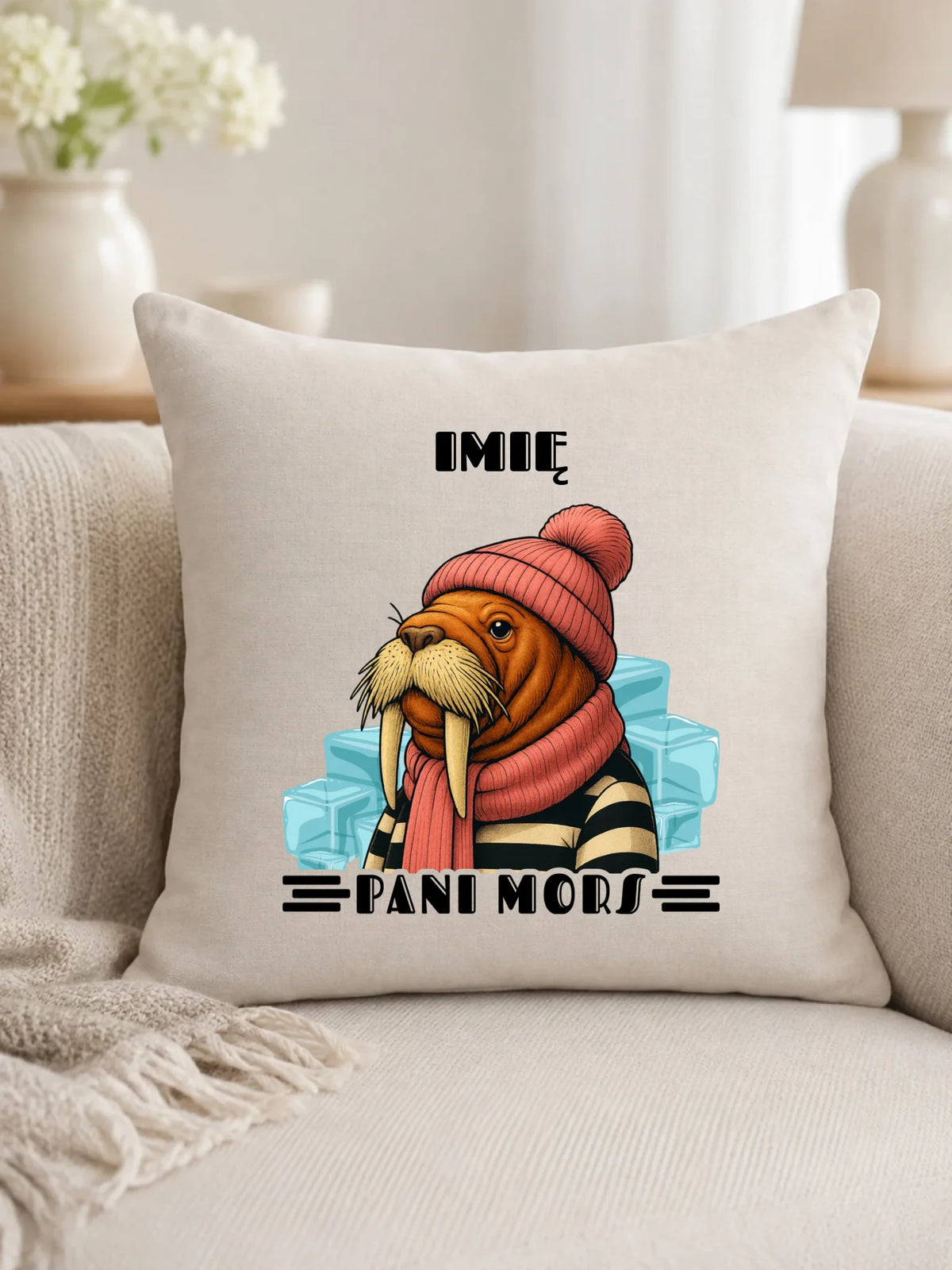 Poduszka - prezent dla morsa - Pani Mors - personalizowana HM16