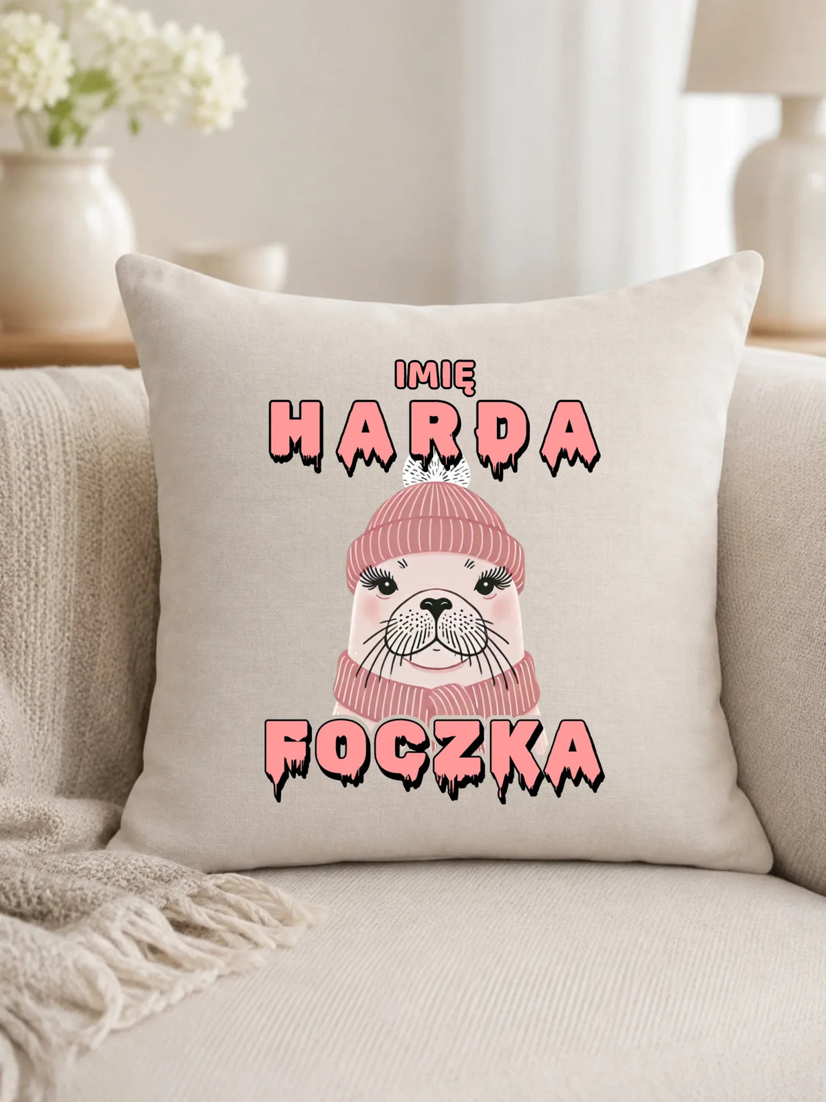 Poduszka - prezent dla morsa - Harda foczka - personalizowana HM05