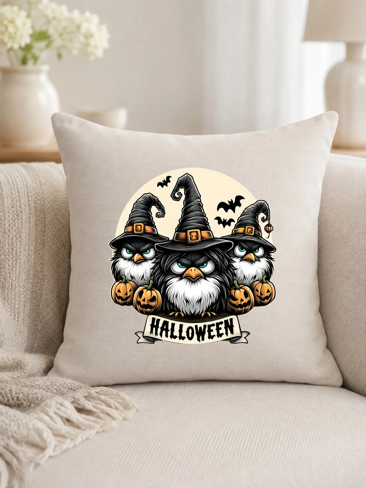 Poduszka na Halloween - Upiorne sowy wiedźmy HL15