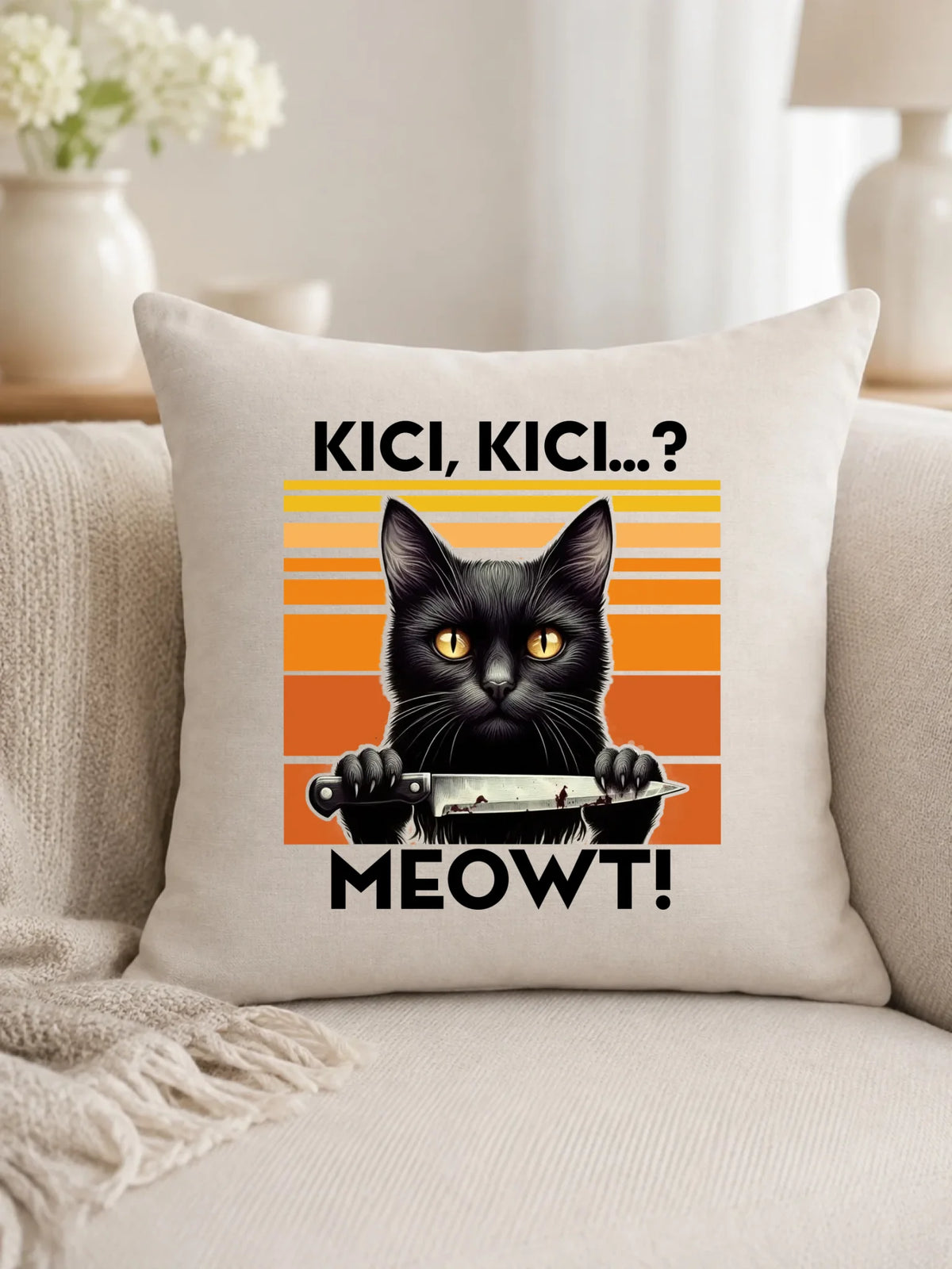 Poduszka - Kot z nożem - Kici, kici... MEOWT! HL17