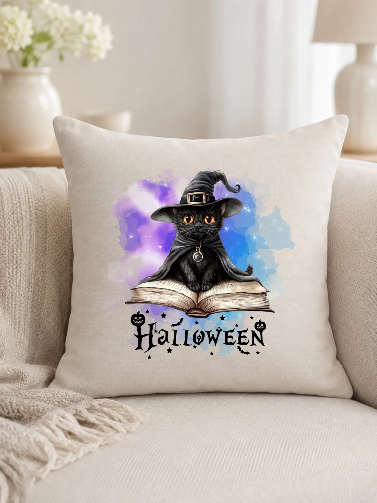 Poduszka na Halloween - Kot Czarodziej HL06