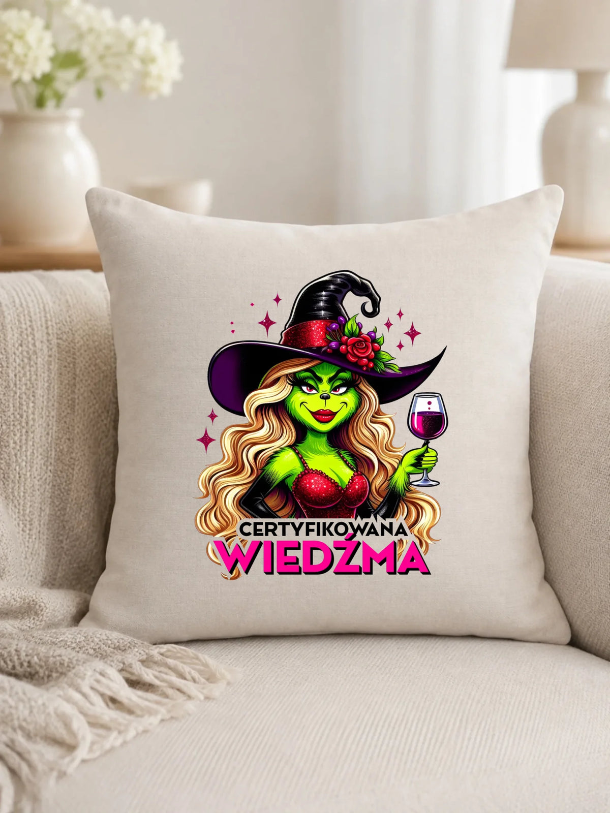 Poduszka - Certyfikowana wiedźma - śmieszna HL13