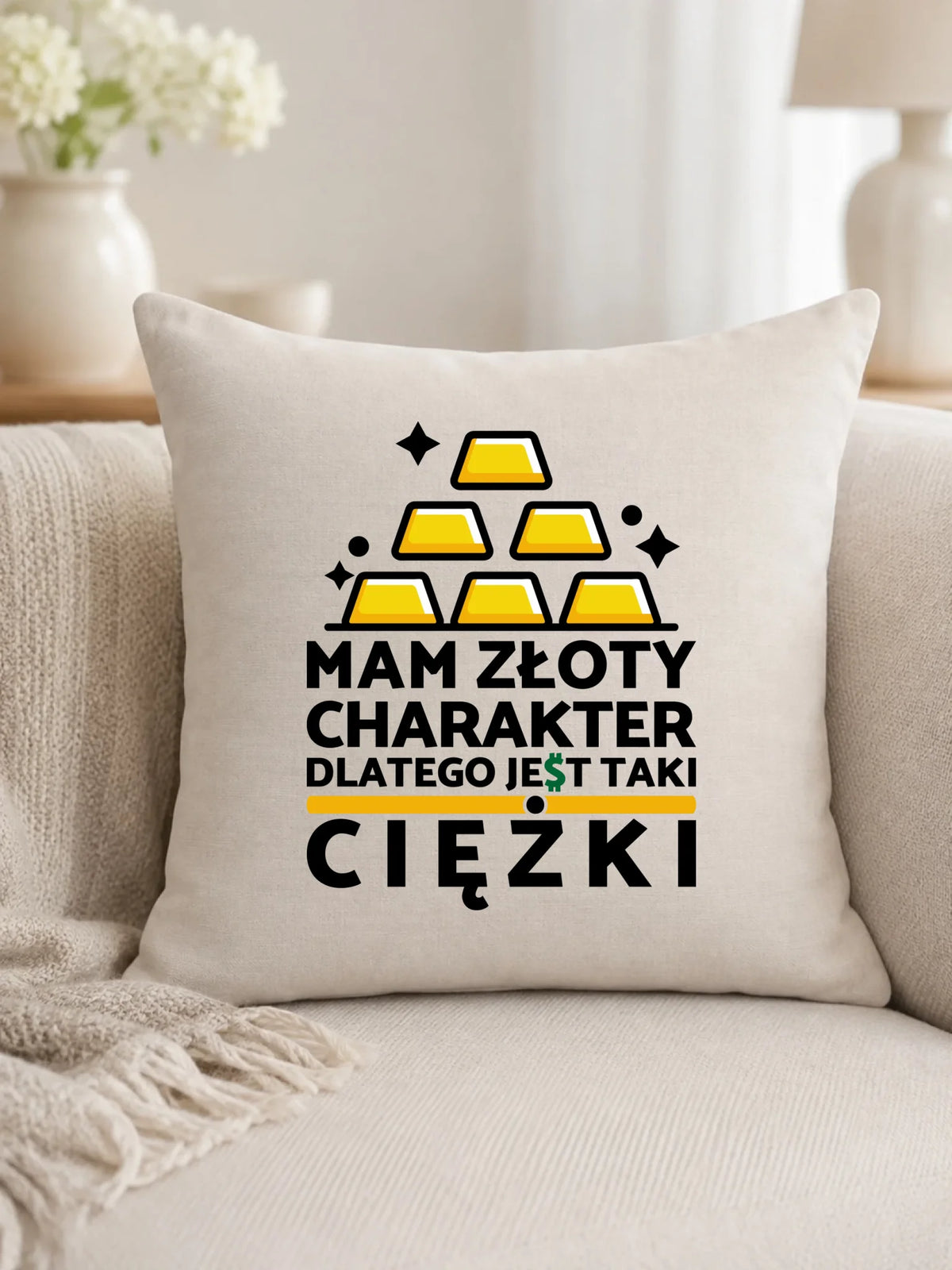 Poduszka - prezent dla chłopaka - Złoty charakter DCH16