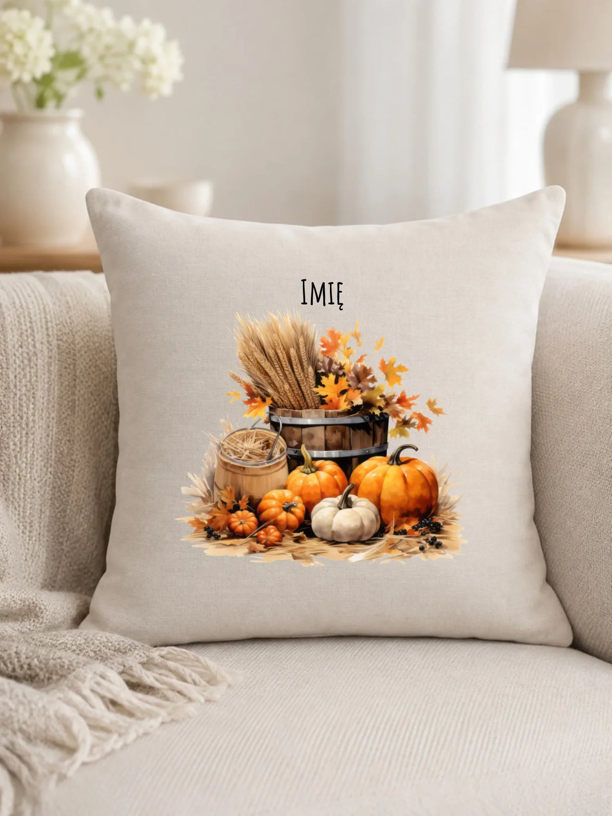 Poduszka na jesień - Harvest vibes - personalizowana JS09