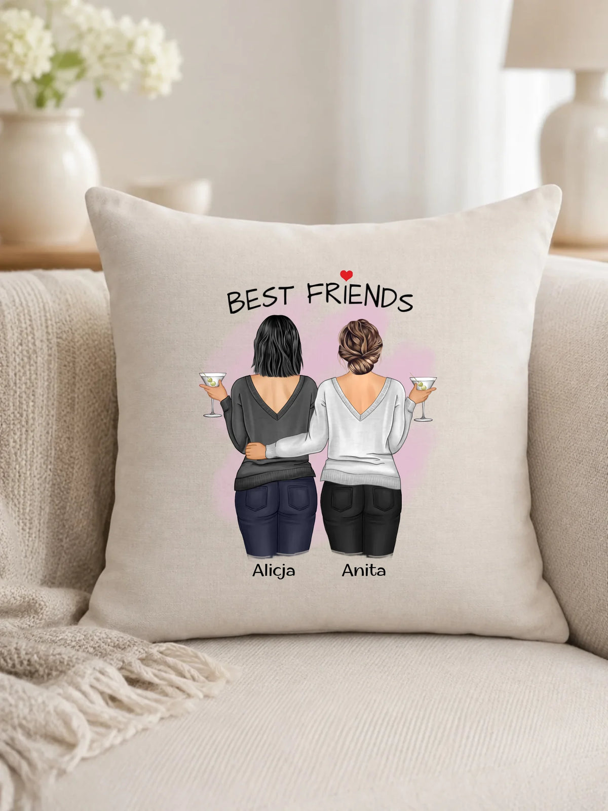 Poduszka - prezent dla przyjaciółki - Best Friends - personalizowane postacie 2-4 osoby PR03