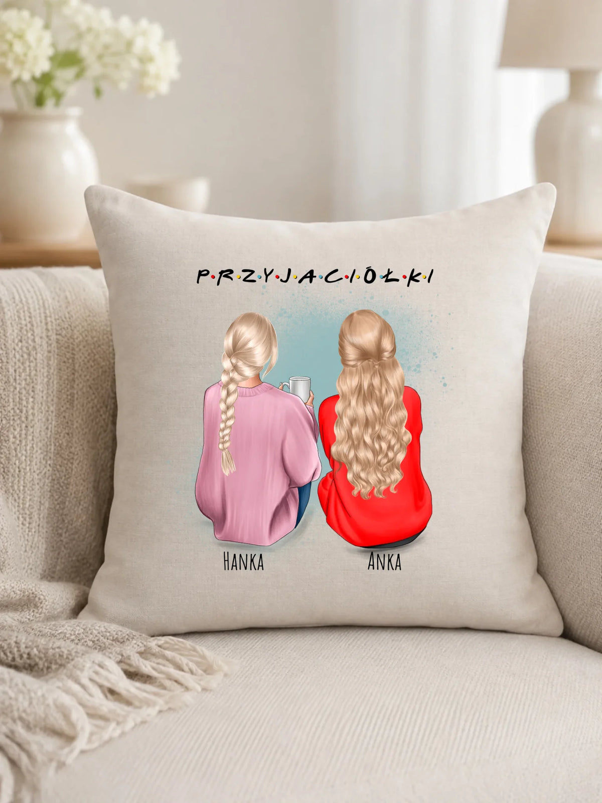 Poduszka - prezent dla przyjaciółki - personalizowane postacie 2-4 osoby PR02