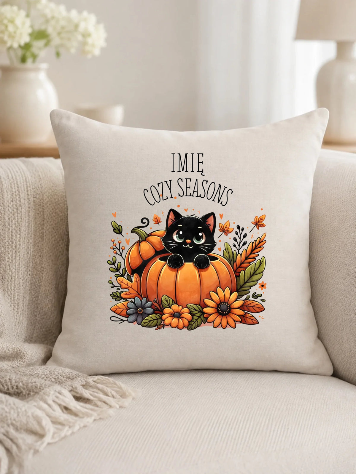 Poduszka jesieniara  - Cozy Seasons - personalizowana JS01