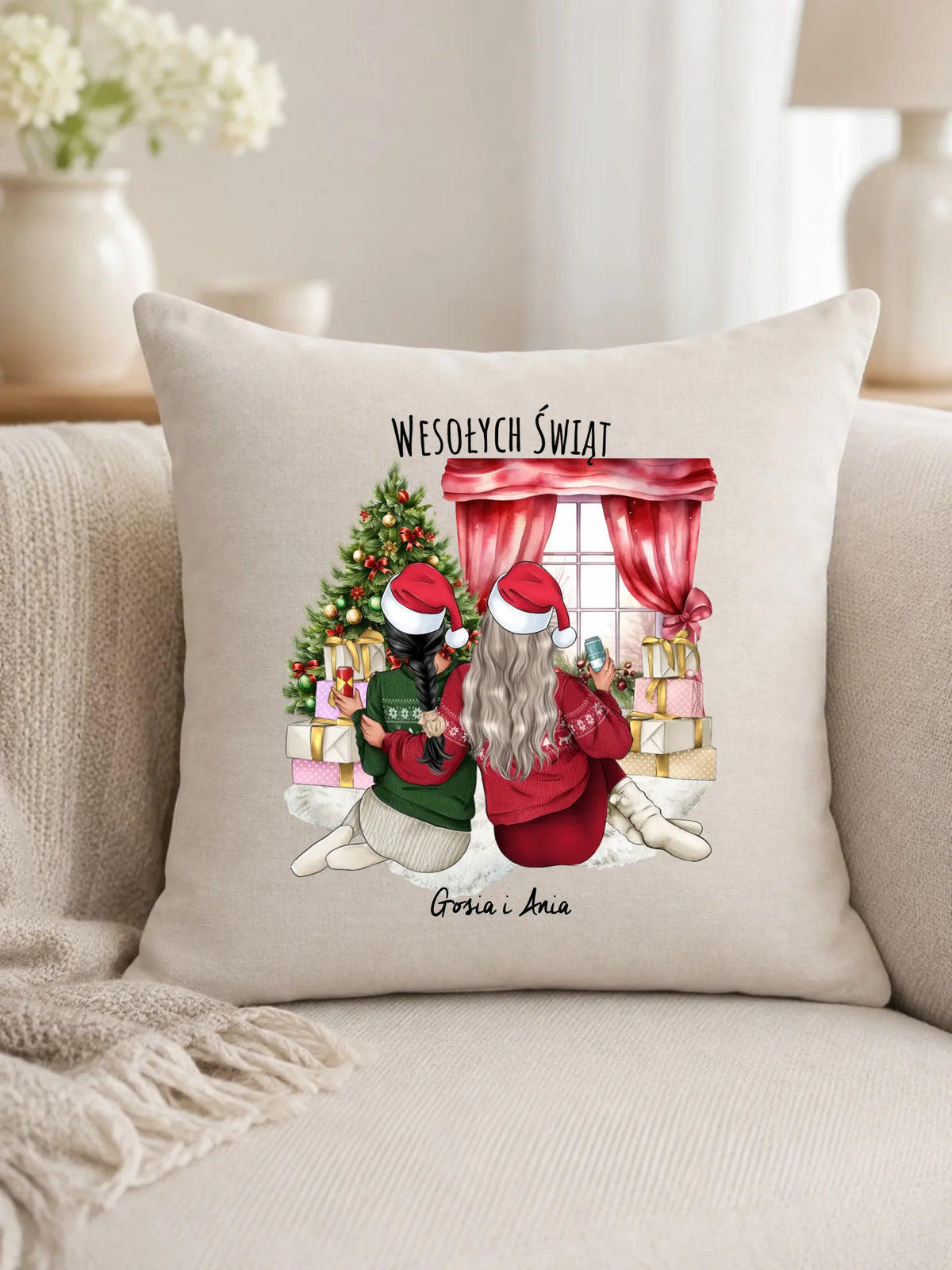 Poduszka świąteczna - prezent dla przyjaciółki - 2-4 przyjaciółek - personalizowana PR06