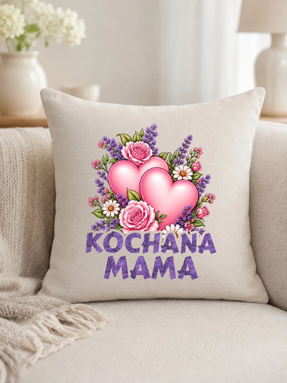 Poduszka dla mamy - Kochana Mama bukiet z sercem DM46