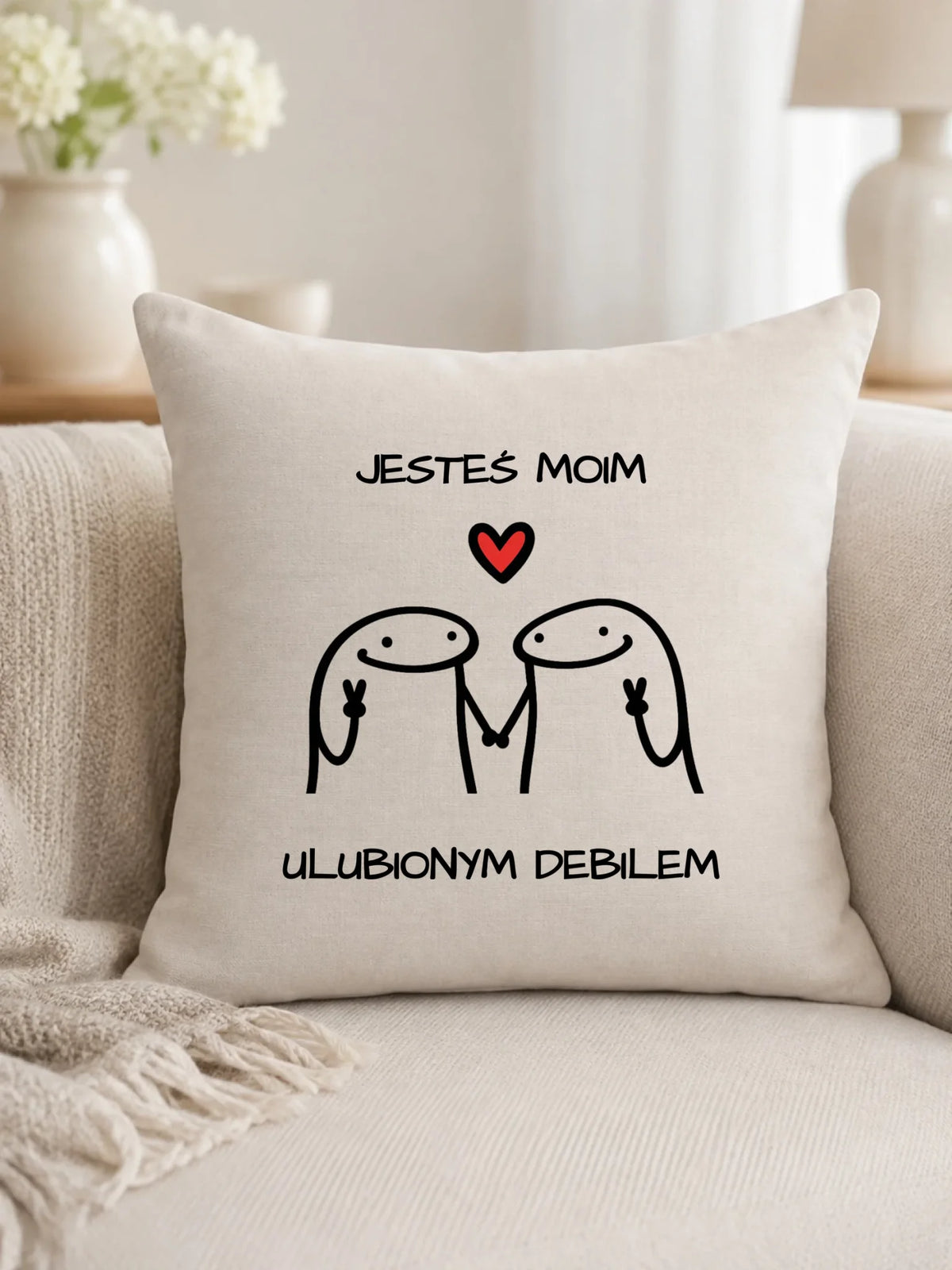 Poduszka dla par - Jesteś moim ulubionym debilem W78