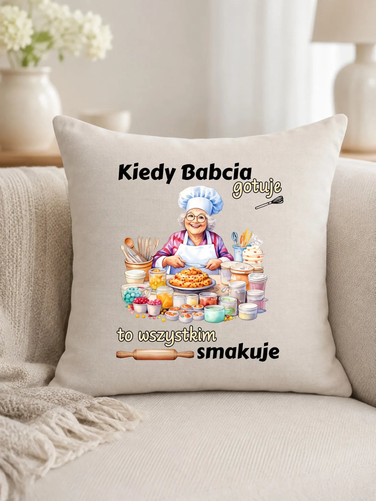 Poduszka dla babci - Kiedy babcia gotuje to wszystkim smakuje B34