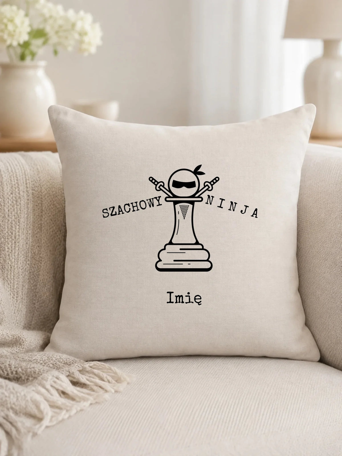 Poduszka dla szachisty - Szachowy ninja - personalizowana HSZ01