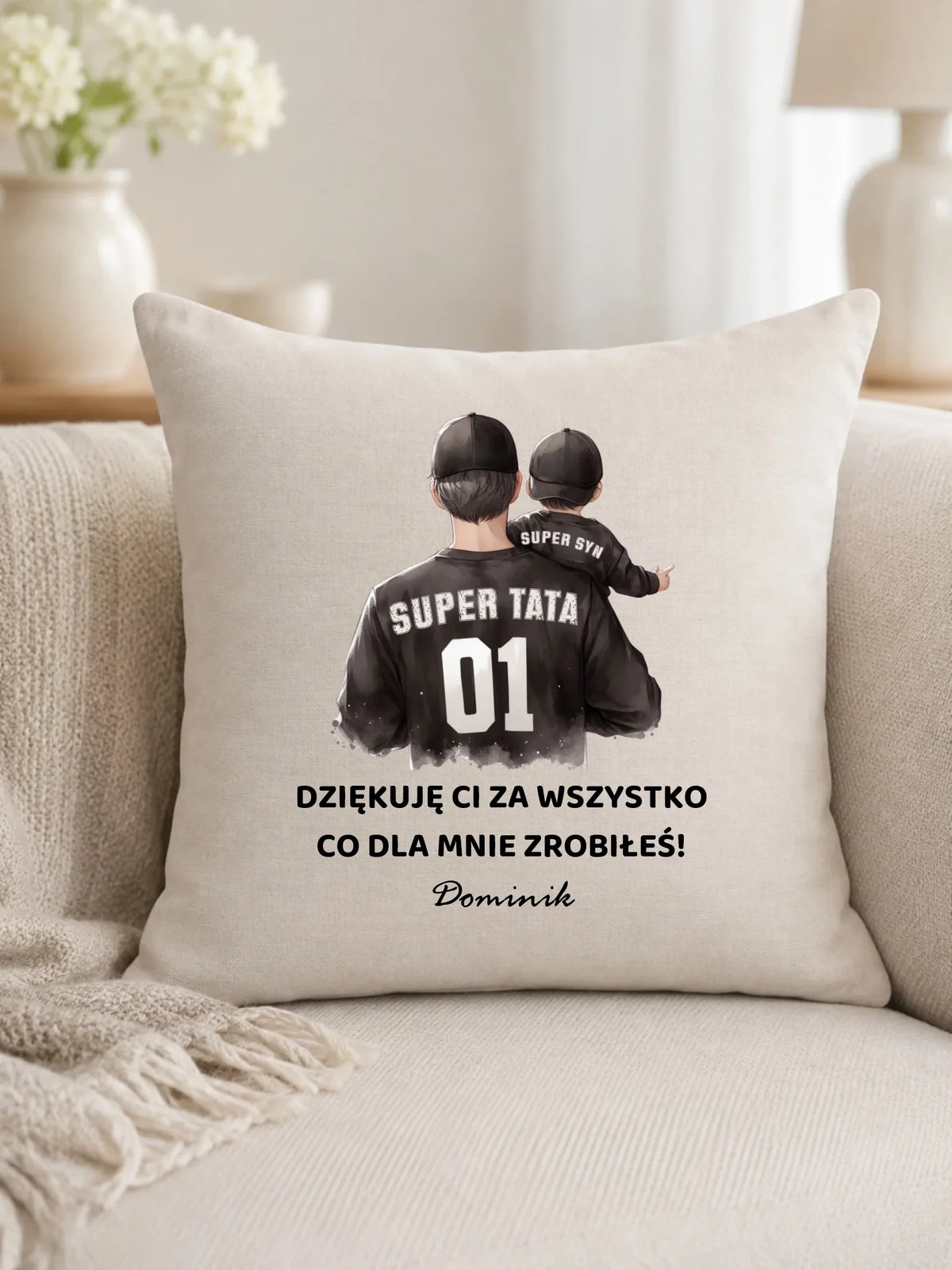 Poduszka dla taty od syna - Dziękuję Ci Tato - personalizowana DT14