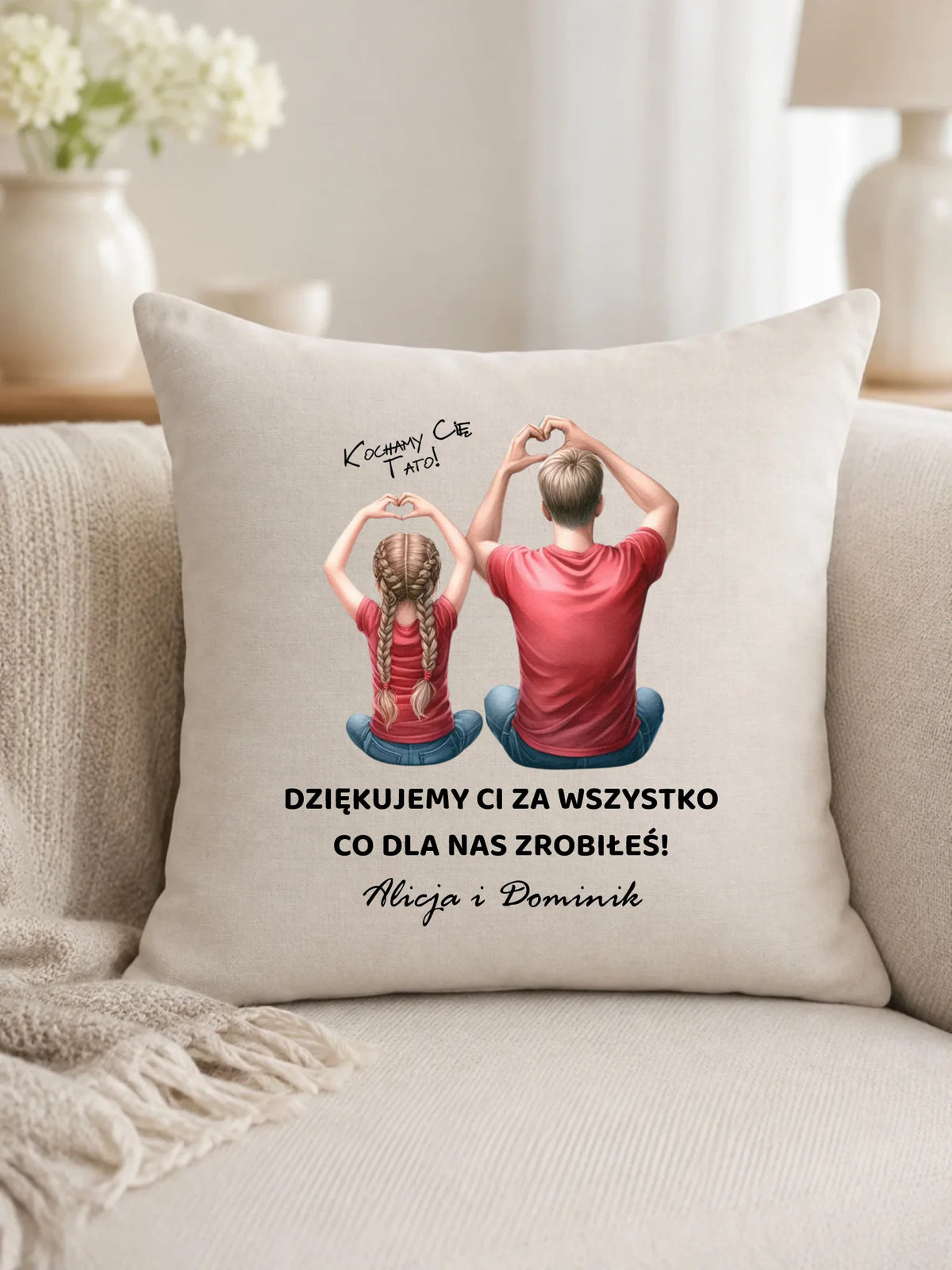 Poduszka dla taty od dzieci - Dziękujemy Ci Tato - personalizowana DT14