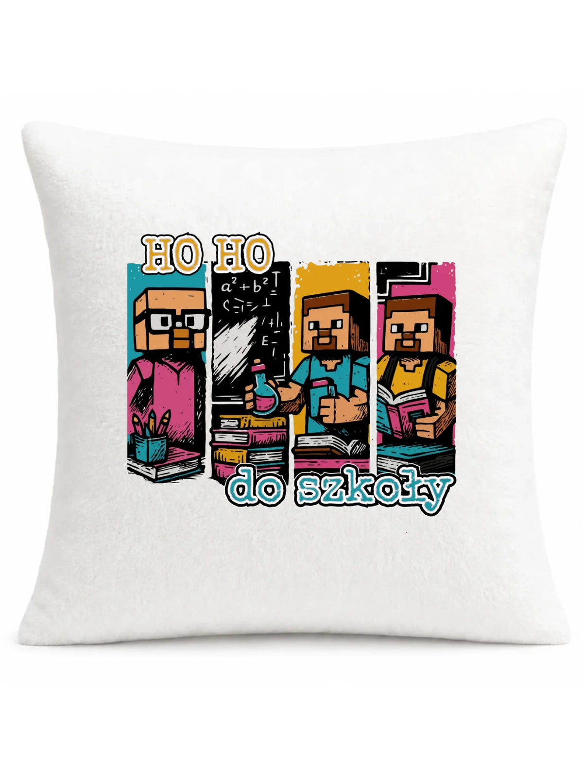 Poduszka w stylu Minecraft Ho ho do szkoły SZ03