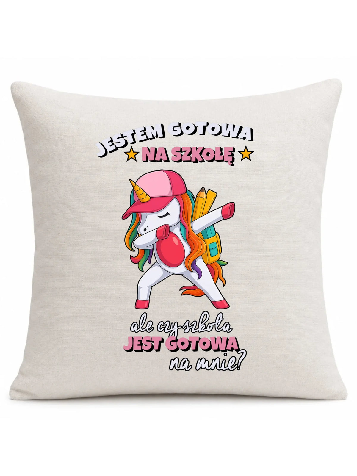 Poduszka z jednorożcem Jestem gotowa na szkołę SZ04