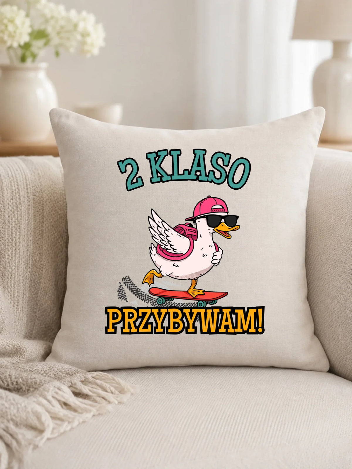 Poduszka na powrót do szkoły Przybywam personalizuj klasę SZ08