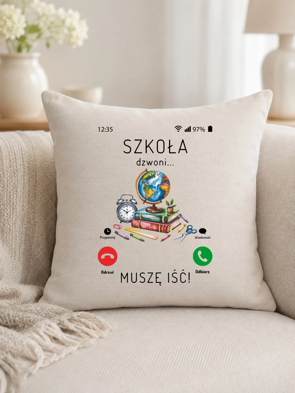 Poduszka Szkoła dzwoni muszę iść SZ09