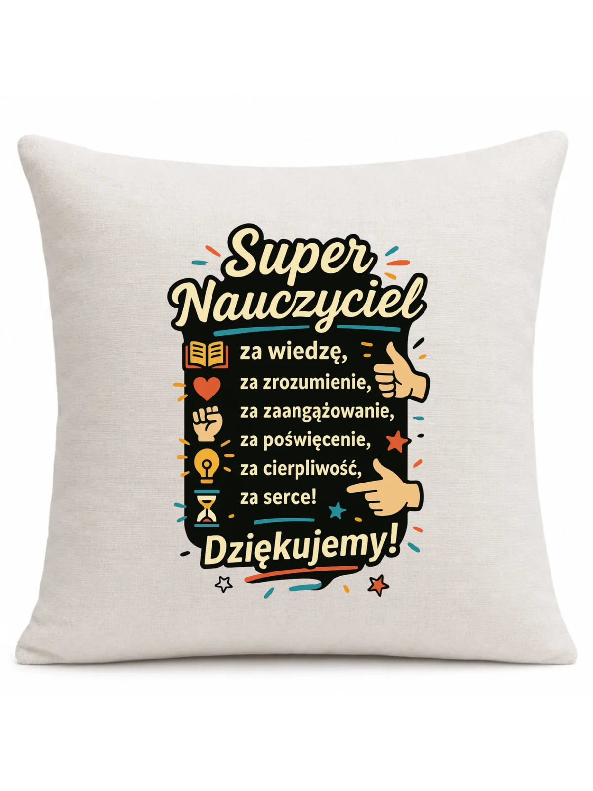 Super Nauczyciel Podziękowanie | Poduszka prezent na Zakończenie Roku Szkolnego N32