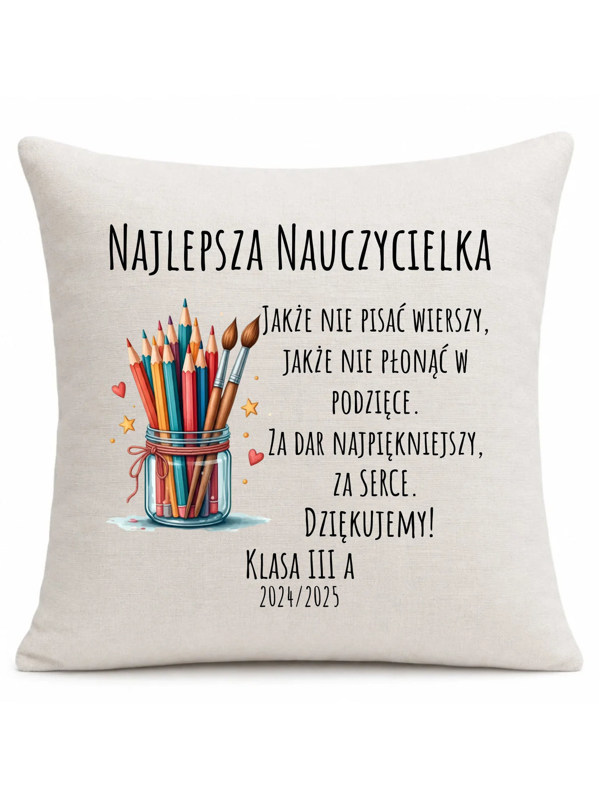 Za dar najpiękniejszy za serce | Poduszka dla najlepszej nauczycielki na prezent N20