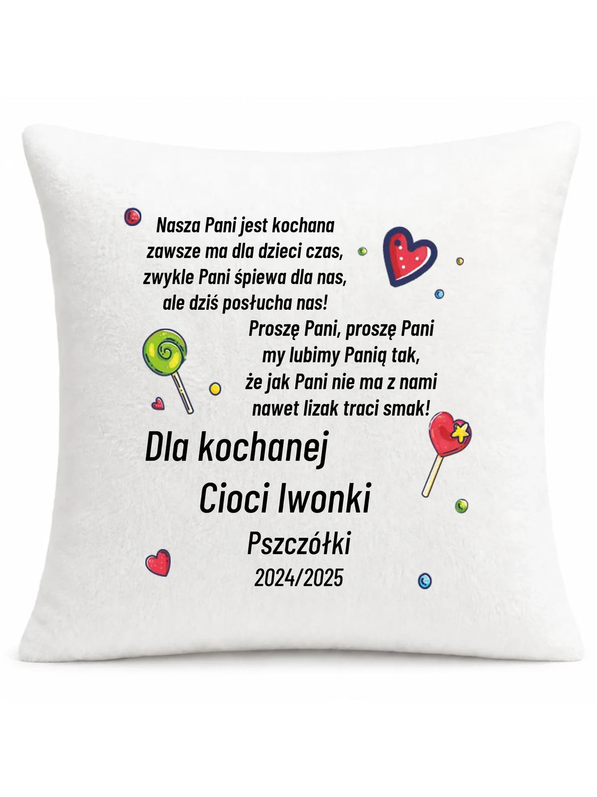 Poduszka z wierszykiem dla przedszkolanki na prezent Zakończenie Przedszkola N16