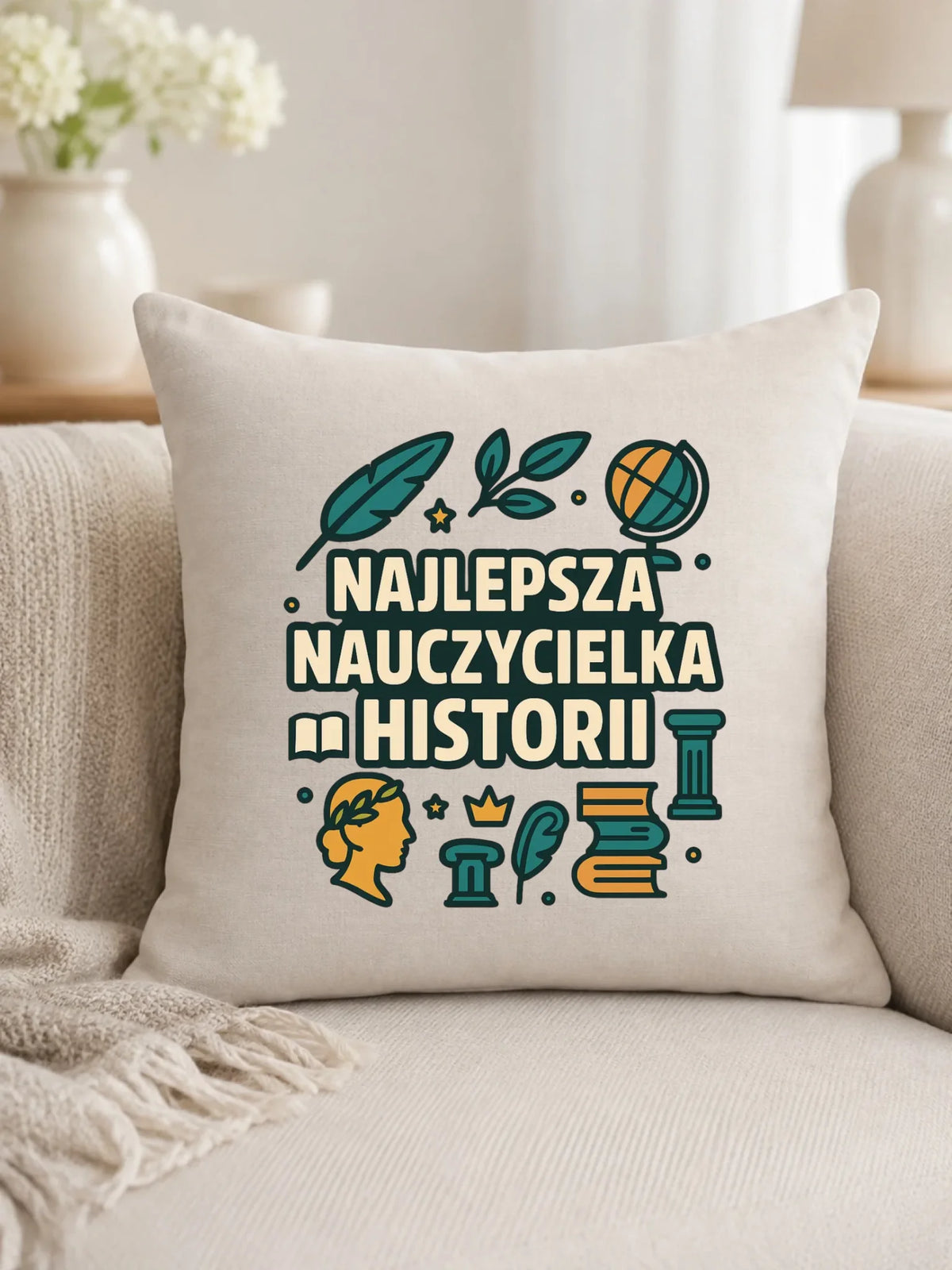Najlepsza nauczycielka historii | Poduszka prezent dla nauczycielki N57