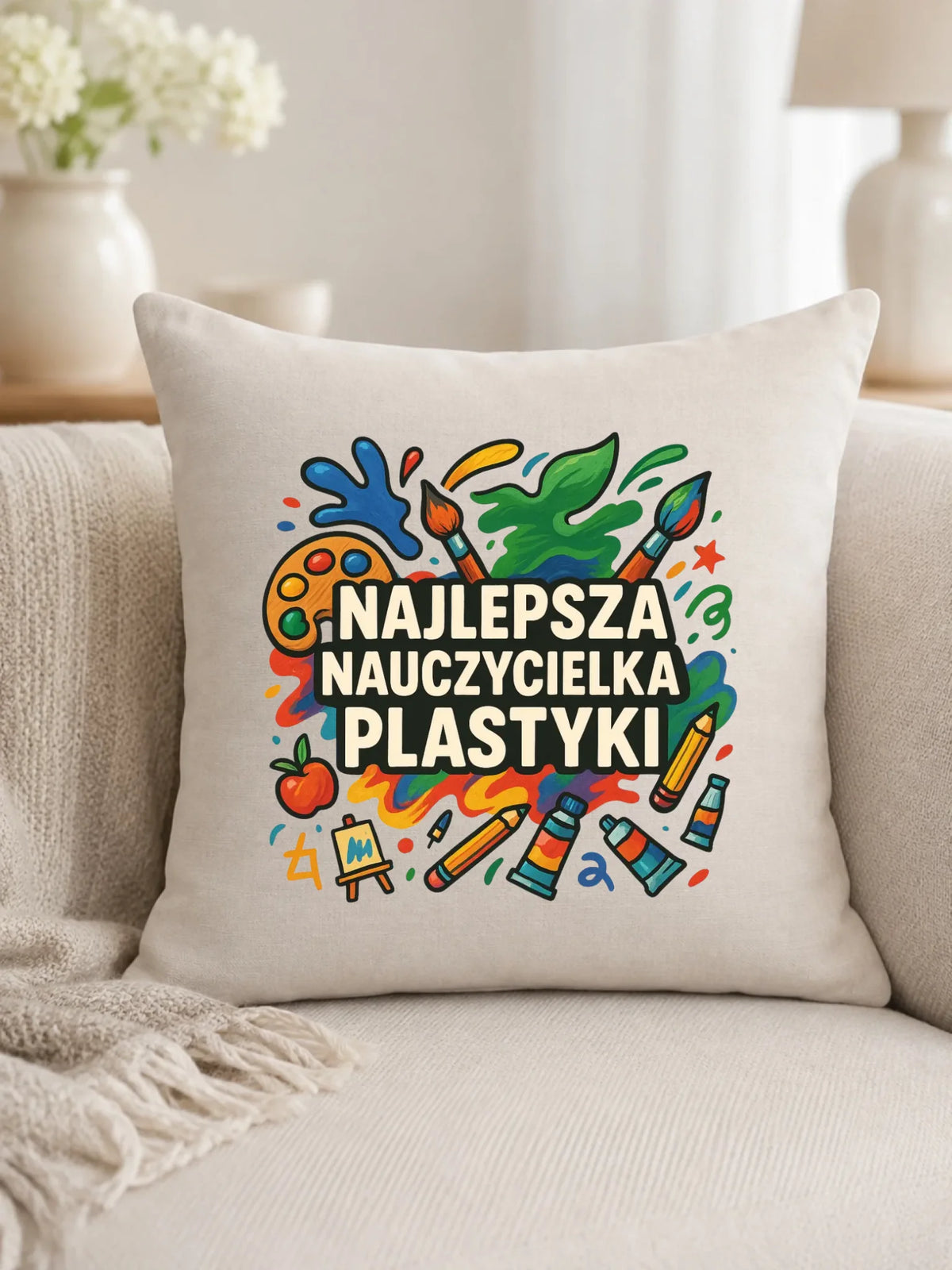 Najlepsza nauczycielka plastyki | Poduszka prezent dla nauczycielki N49