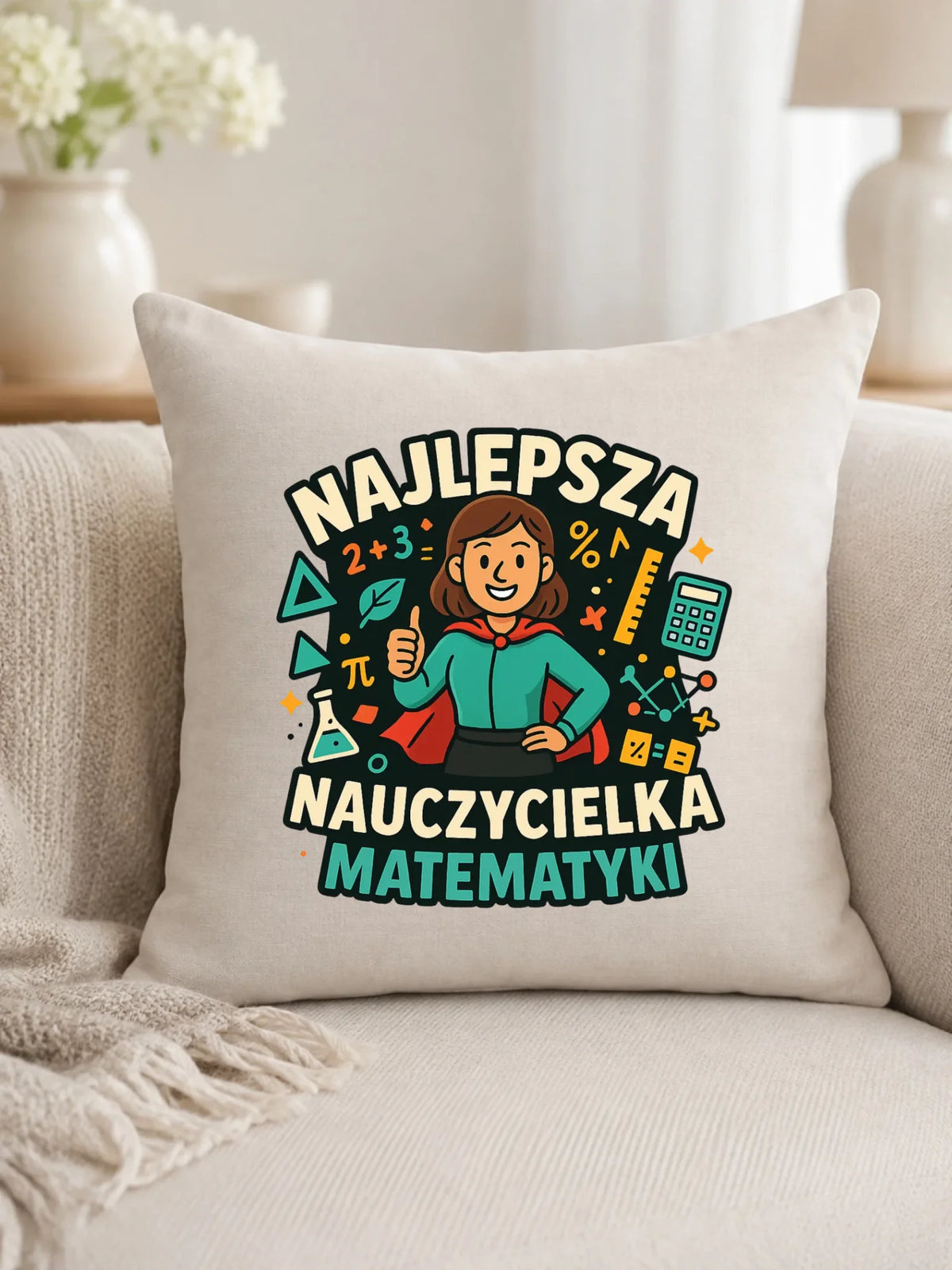 Najlepsza nauczycielka matematyki | Poduszka prezent nauczyciel N46