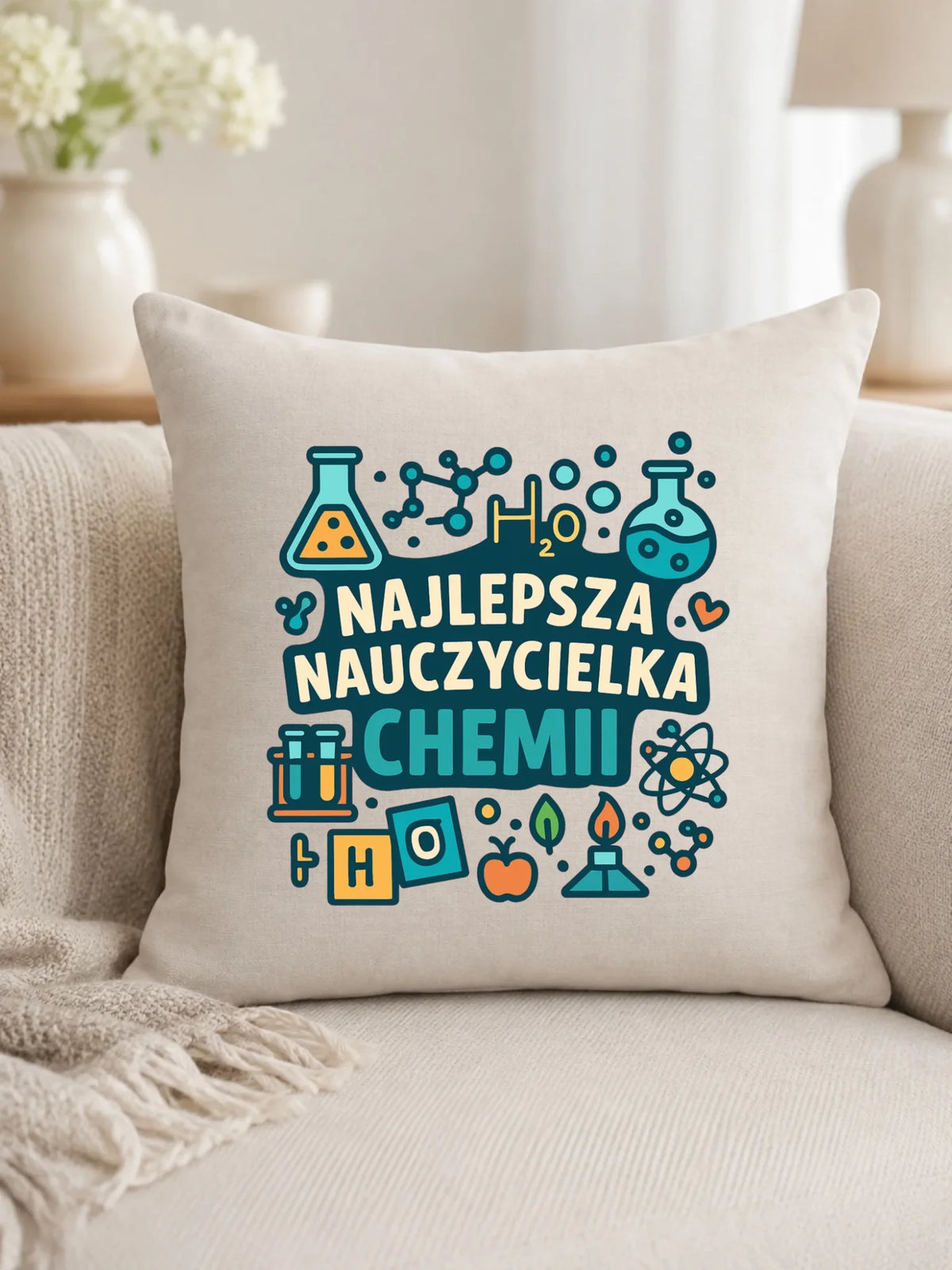 Najlepsza nauczycielka chemii | Poduszka prezent dla nauczycielki N44