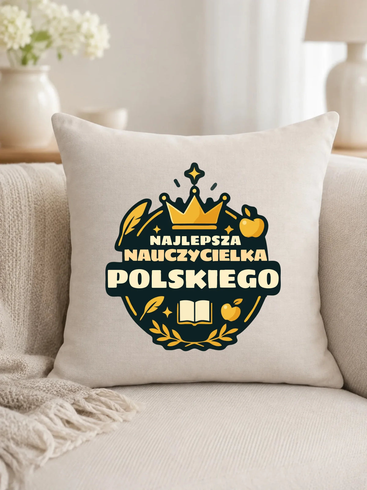 Najlepsza nauczycielka języka polskiego | Poduszka prezent dla polonistki N41
