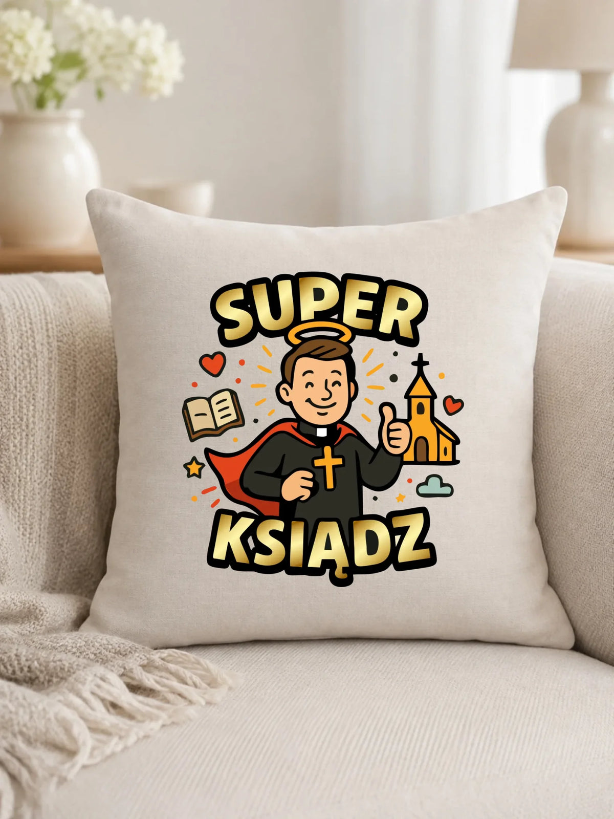Super ksiądz | Poduszka prezent dla księdza N37