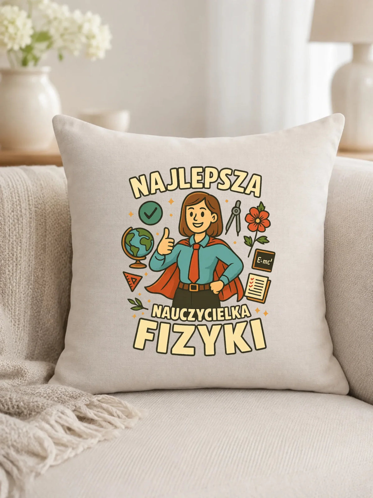 Najlepsza nauczycielka fizyki | Poduszka na prezent N23
