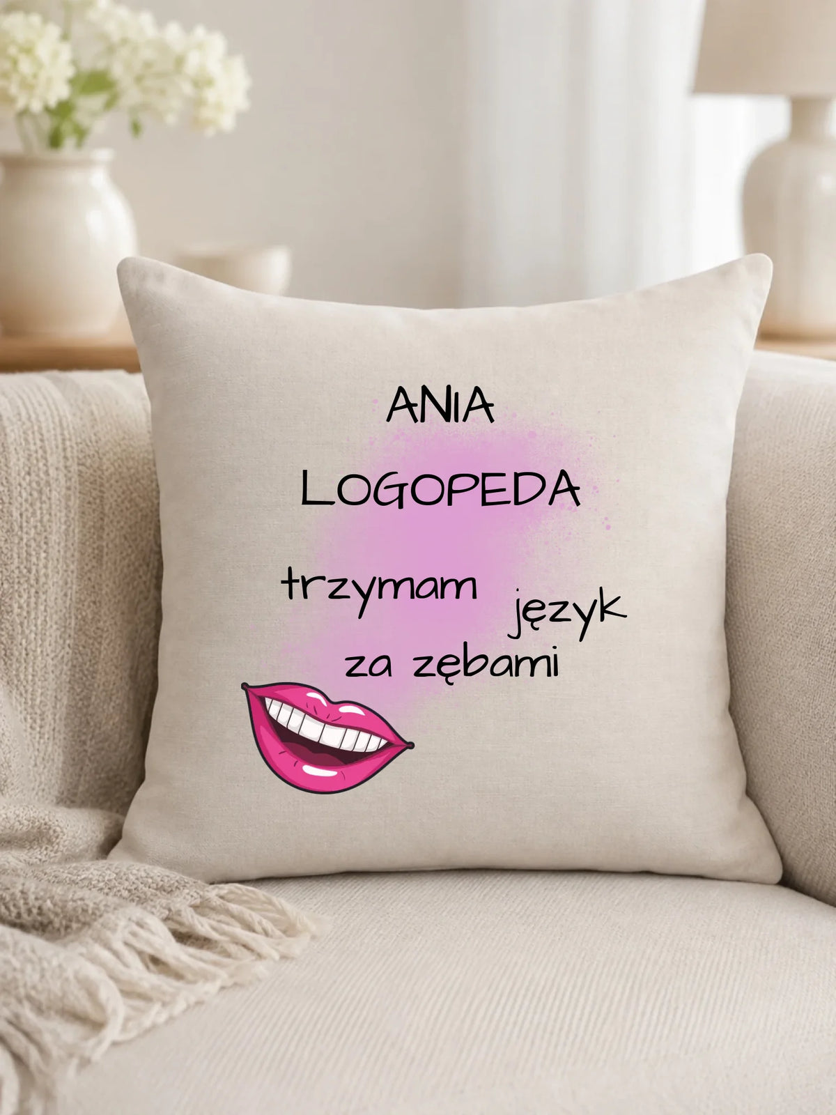 Logopeda | Poduszka z imieniem na prezent dla logopedy N24
