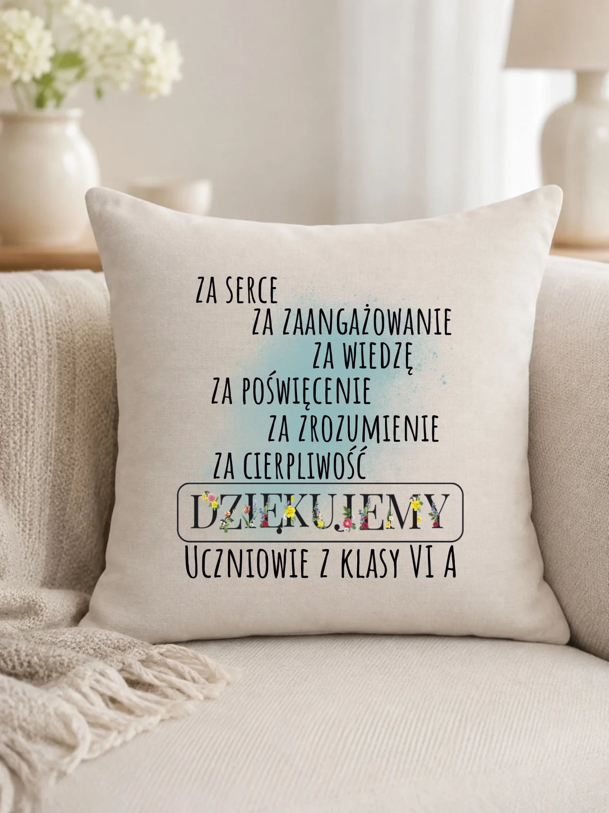 Podziękowanie dla nauczyciela od klasy na prezent | Poduszka dla nauczyciela N06