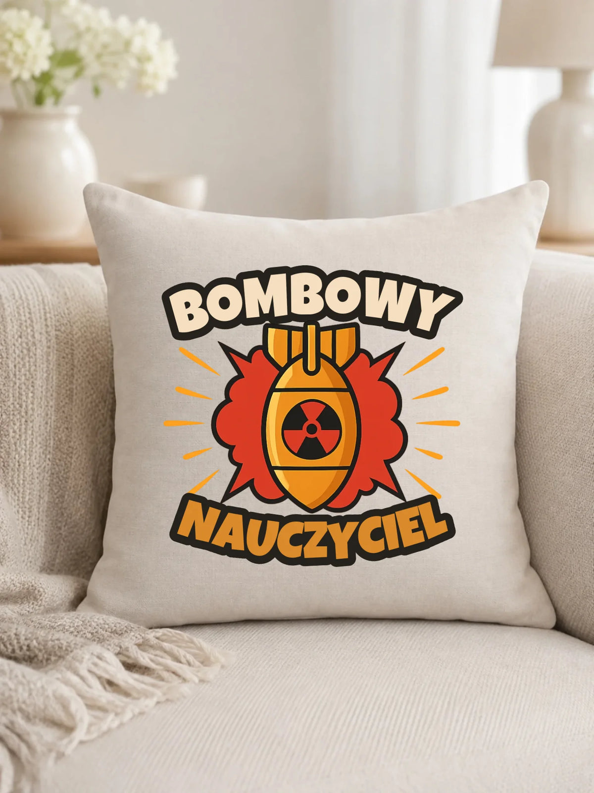 Bombowy nauczyciel | Poduszka prezent dla nauczyciela N36