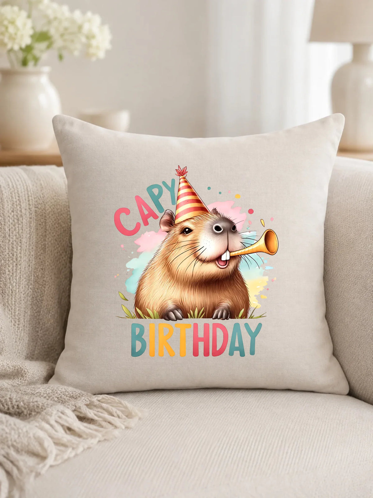 Capy Birthday kapibara | Poduszka na urodziny U21