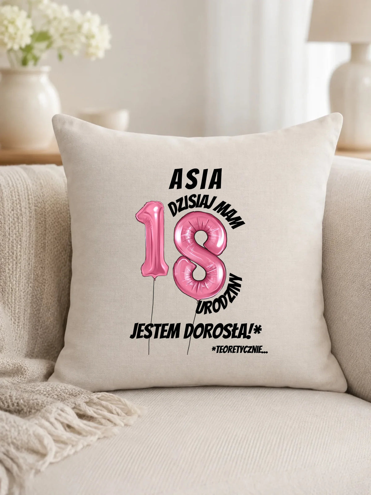 Dzisiaj mam 18. urodziny | Personalizowana poduszka prezent na osiemnastkę U25