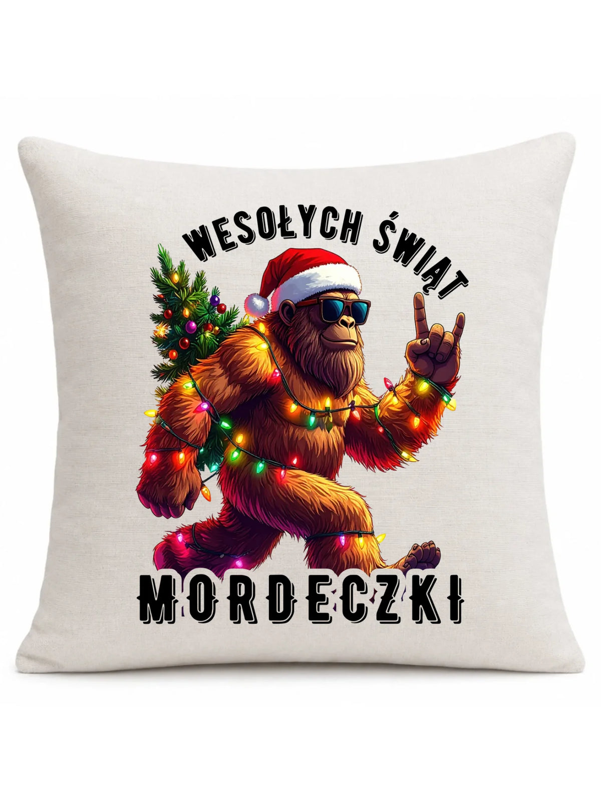 Poduszka świąteczna - prezent na święta - Yeti Wesołych Świąt mordeczki BN152