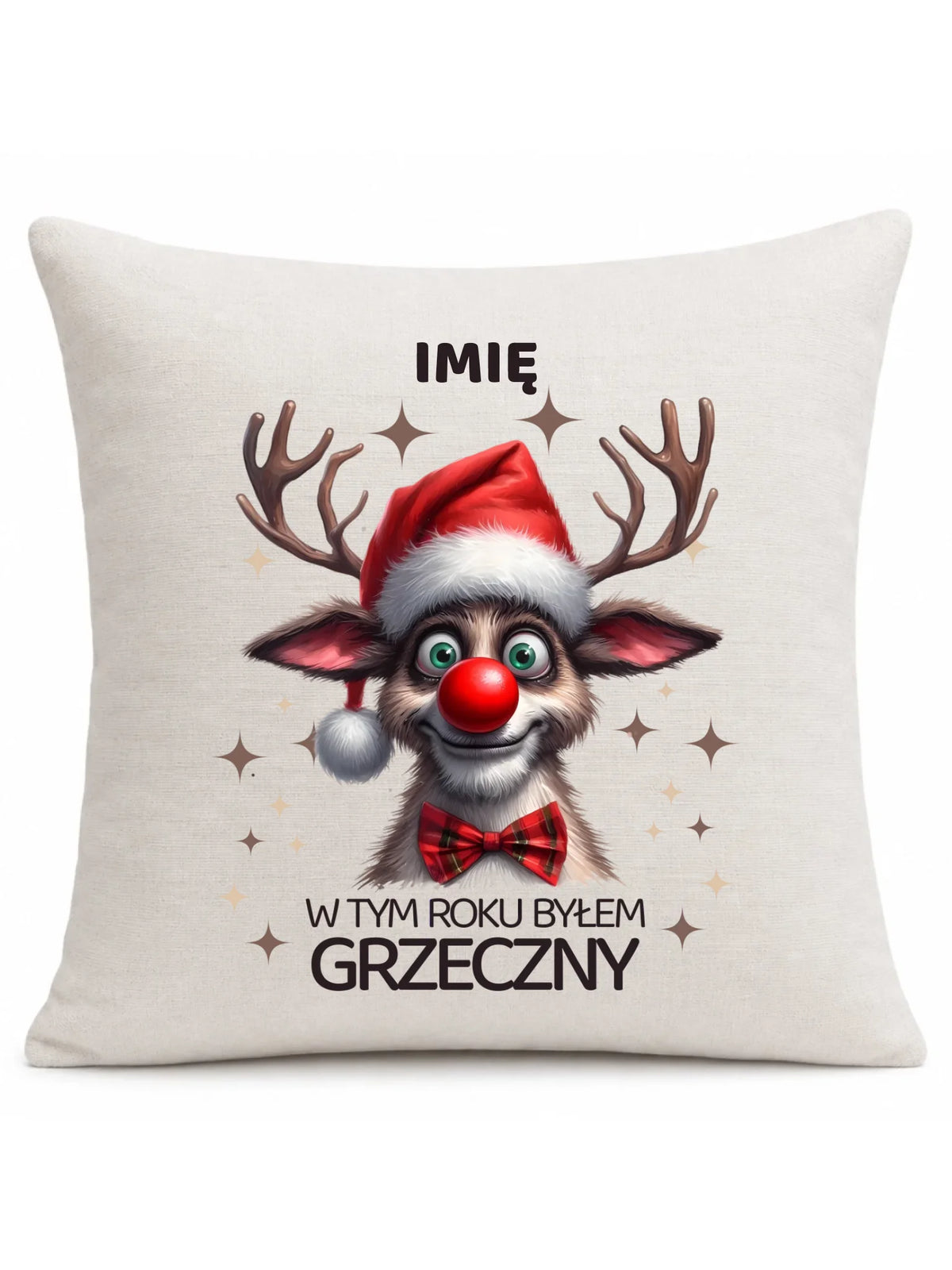 Poduszka świąteczna - Renifer W tym roku byłem grzeczny - personalizowana BN96