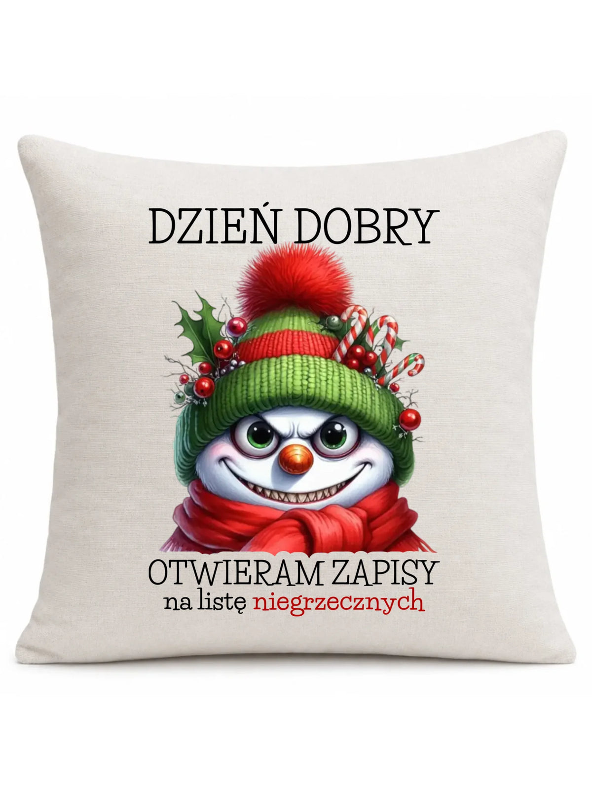 Poduszka świąteczna - Niegrzeczny bałwan - Dzień dobry otwieram zapisy na listę BN121
