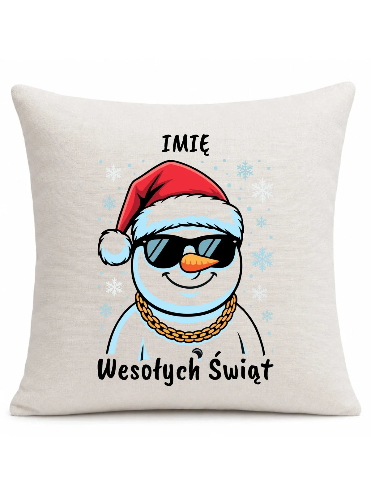 Poduszka świąteczna - Wesoły bałwan Wesołych Świąt - personalizowana BN82