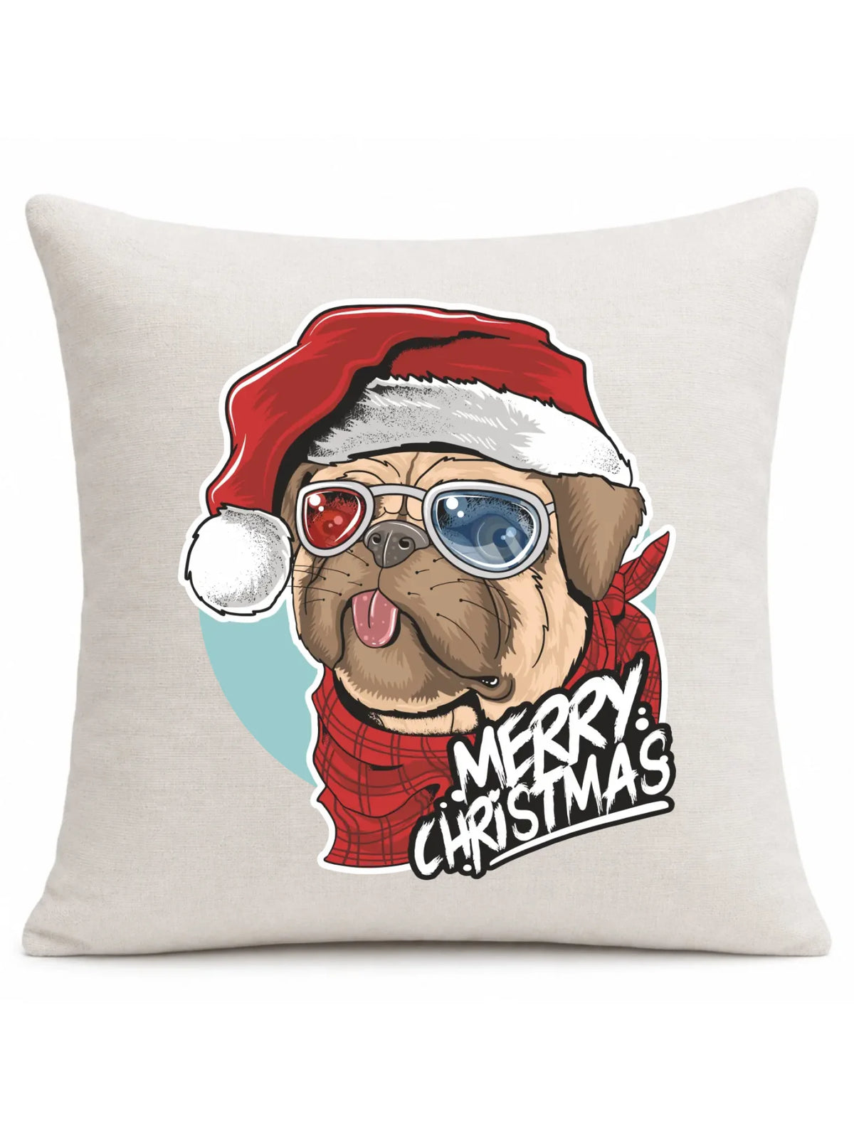 Poduszka świąteczna - Mops Merry Christmas BN62