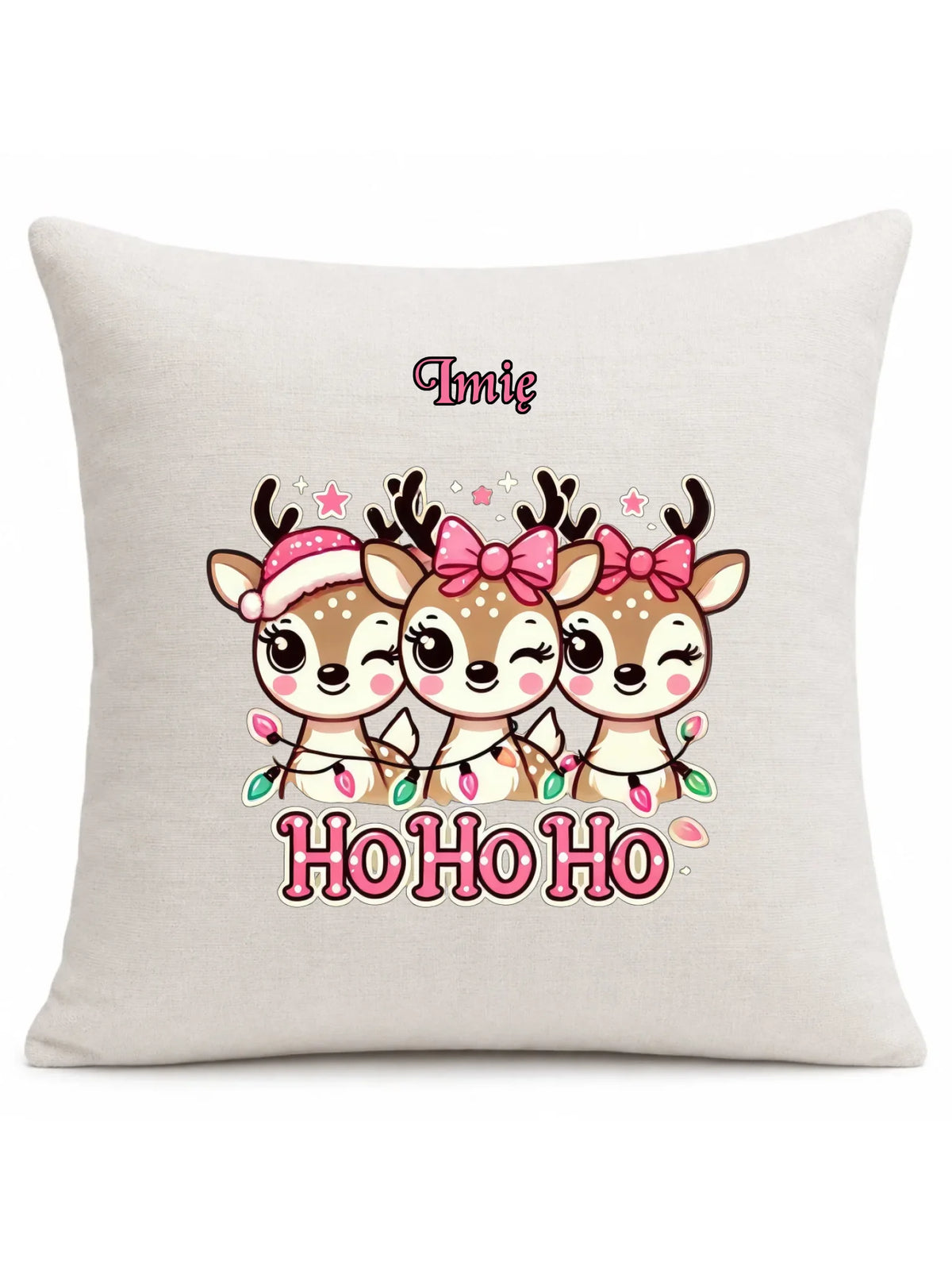 Poduszka świąteczna - Ho ho ho Słodkie reniferki - personalizowana BN49