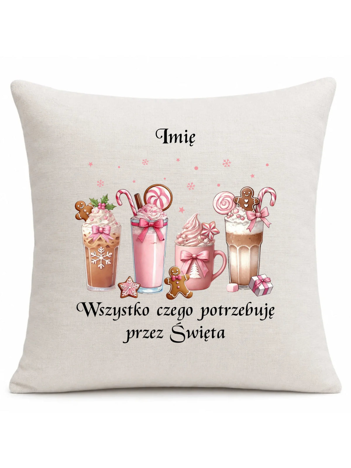 Poduszka świąteczna - Zimowa kawa Wszystko czego potrzebuję przez Święta - personalizowana BN46