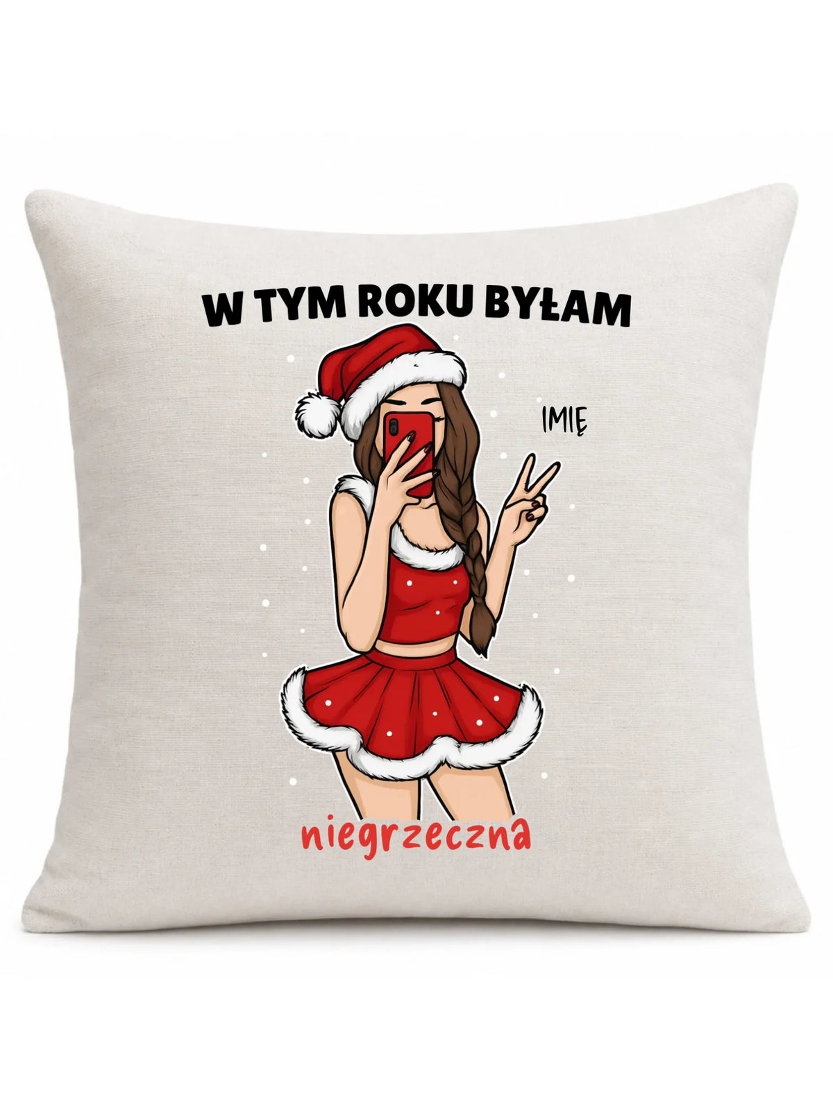 Poduszka świąteczna - W tym toku byłam niegrzeczna - personalizowana BN21