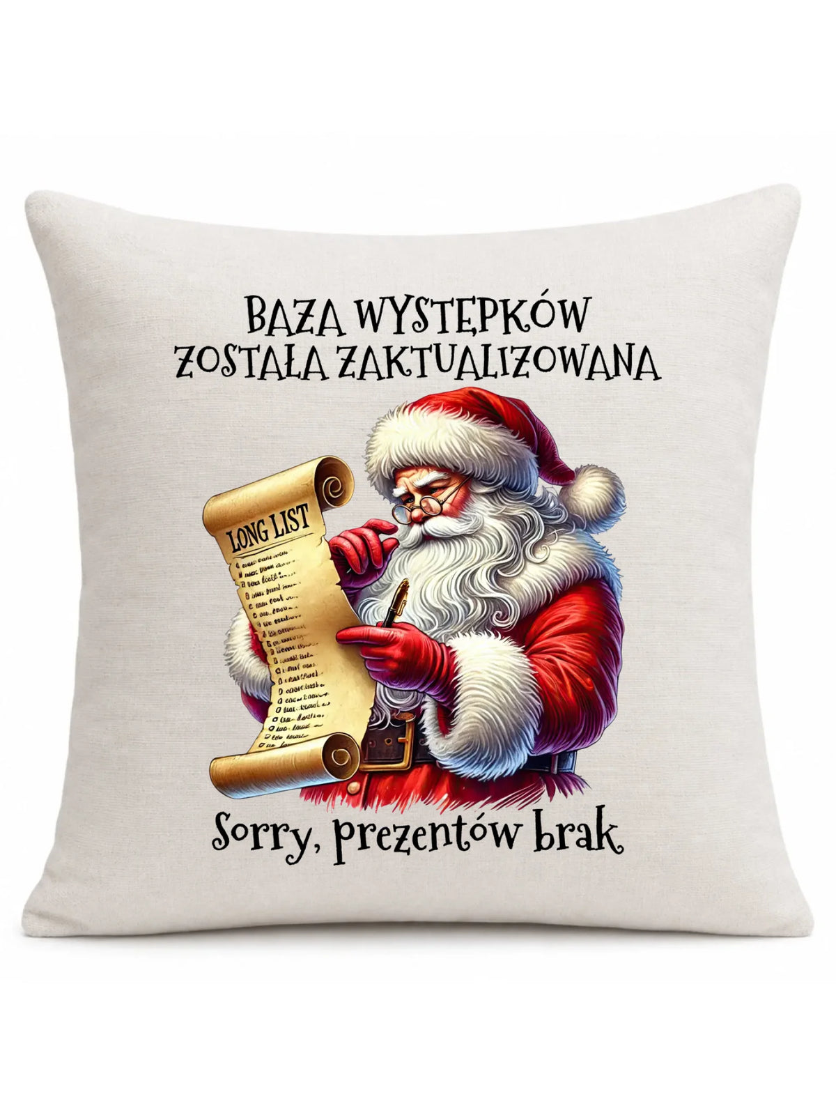 Poduszka świąteczna z Mikołajem - Prezentów brak BN07